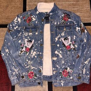 Reason Denim jacket for men “Death Before Dishonor" Sherpa trucker